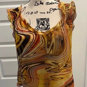 ESCADA VINTAGE SLEEVE:ESS, SZ 40, SILK,NARROW RUFFLE, SHEER